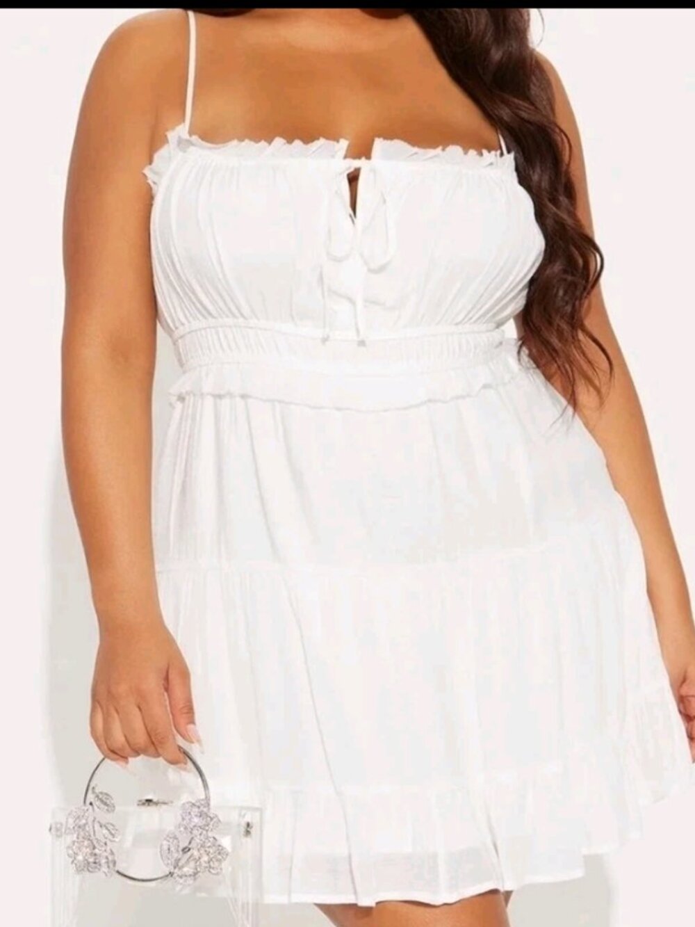 Fashion Nova Emberlyn Tiered Mini Dress White 3X NWT Flowy Ruffle Summer Boho
